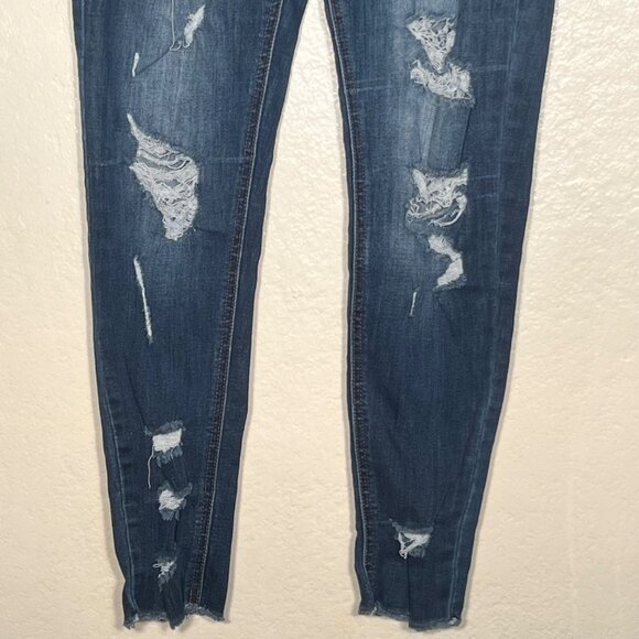 Enjean Women Size 7/28 High Rise Destructed Skinny Jeans Dark Wash Comfort - Picture 5 of 16